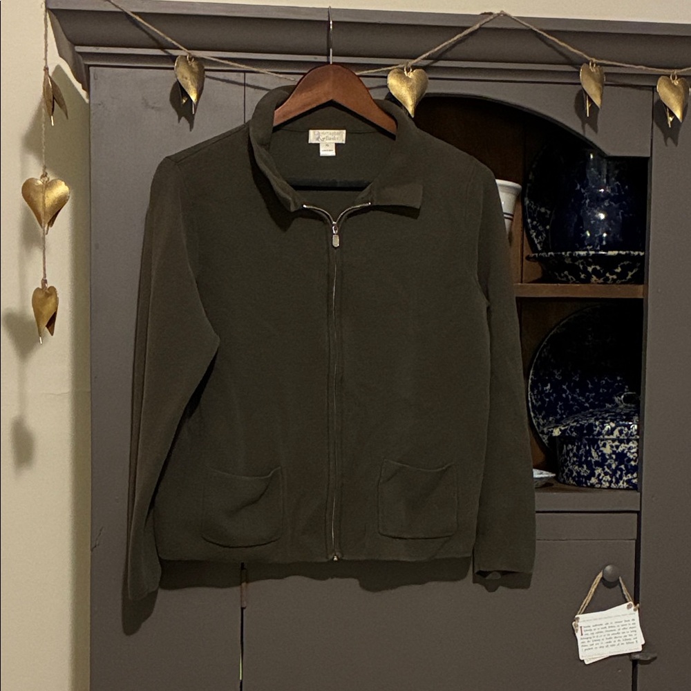 Christopher&Banks cotton zip cardi sweater w pockets